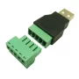 USB 2.0-kontakt hane, skruvad, enkel montering