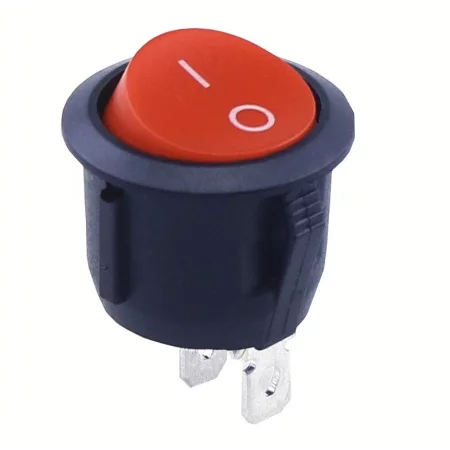Červený kulatý kolébkový vypínač KCD1 19mm 250V 6A 2-pin
