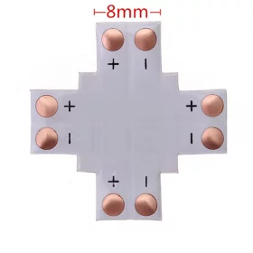 Križ za LED trakove, 2-pinski, 8 mm, AMPUL.eu