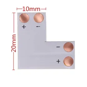 L för LED-remsor, 2-stift, 10mm, AMPUL.eu