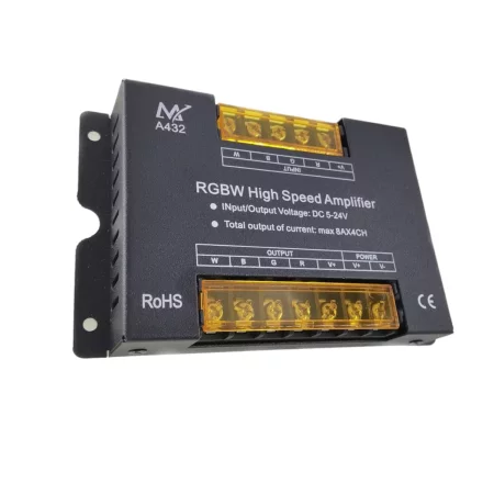 Förstärkare för RGBW LED-remsor, 4x8A, 5V-24V, AMPUL.eu