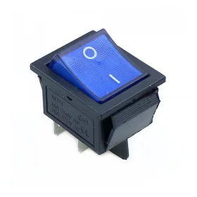 Kolébkový vypínač obdélníkový s podsvícením KCD4, modrá
