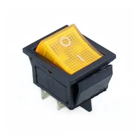 Kolébkový vypínač obdélníkový s podsvícením KCD4, žlutá