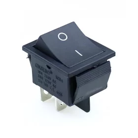 Rocker switch rectangular KCD4, black 250V/15A, AMPUL.eu