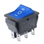 Rocker switch rectangular with backlight KCD4, ON-OFF-ON, blue