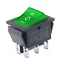 Rocker switch rectangular with backlight KCD4, ON-OFF-ON, green