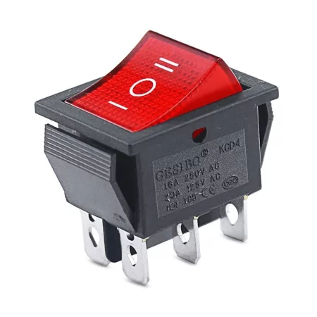 Kolébkový vypínač KCD4 s podsvícením ON-OFF-ON 250V
