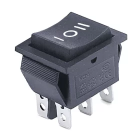 Interruptor basculante rectangular KCD4, ON-OFF-ON, negro