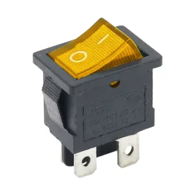 Kolébkový vypínač obdélníkový s podsvícením, KCD1 4-pin, žlutý