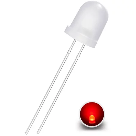 Dioda LED 8mm, rosu difuz laptos, AMPUL.