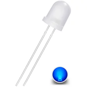 Diodo LED 8mm, Blu lattiginoso diffuso, AMPUL.