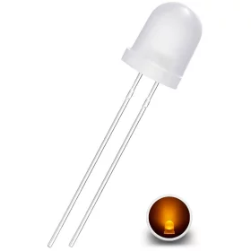 LED-diodi 8mm, keltainen diffuusi maitomainen, AMPUL.