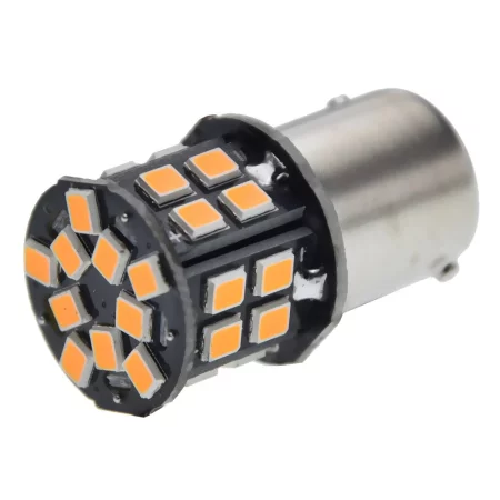 BA15S, 30 LED SMD 5050, 6V - Arancio, polarità inversa, AMPUL.eu