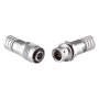 Conector metálico XS6 impermeable para cable, 2-5 pines