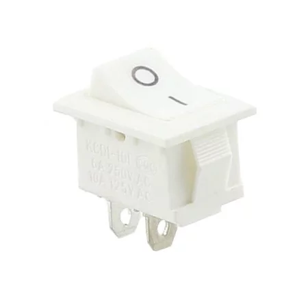 Bílý kolébkový vypínač obdélníkový KCD1-101 250V/6A