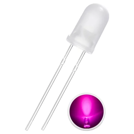 LED Diode 5mm, Lyserød diffus, AMPUL.eu