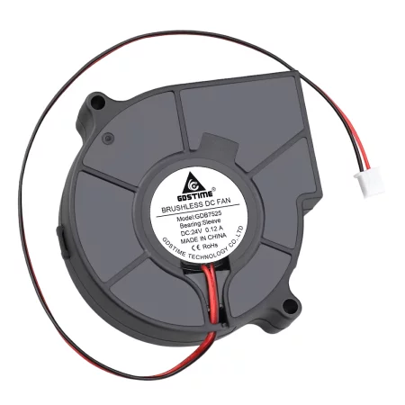 Účinný dmychadlový ventilátor 75x75x25mm pro 24V DC