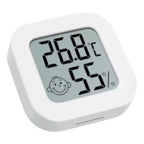 Digitalt termometer og hygrometer i hvidt design