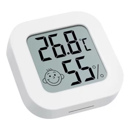 Digitalt termometer og hygrometer i hvidt design