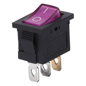 Rectangular rocker switch with backlight, KCD1, purple 250V/6A