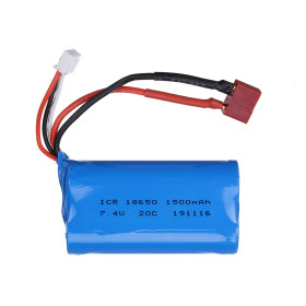 Li-Pol batteri 1500mAh, 7,4V, 18650, T-stik, AMPUL.eu