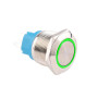 Spínač kovový s aretací, stříbrný, průměr 25mm s IP65