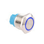 Spínač kovový s aretací, stříbrný, průměr 25mm s IP65