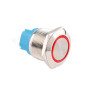 Spínač kovový s aretací, stříbrný, průměr 25mm s IP65