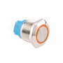 Spínač kovový s aretací, stříbrný, průměr 25mm s IP65