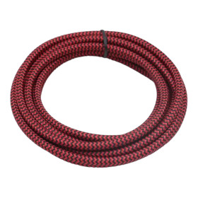 Retro kabel rund, ledning med tekstilkappe 2x0.75mm, sort-rød |
