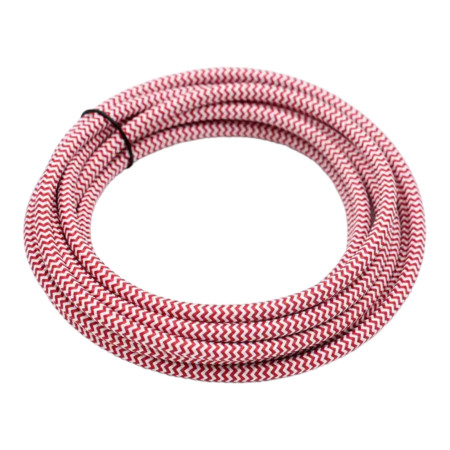Retro rund tekstilkabel 2x0,75mm rød-hvid – 300V