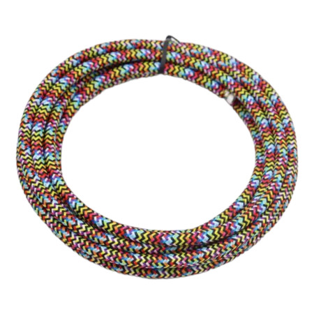 Retro kabel rund, leder med tekstilkappe 2x0.75mm, regnbue