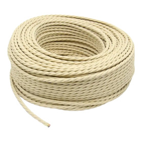 Retro kabelspiral, tråd med tekstilkappe 3x0,75mm², beige |