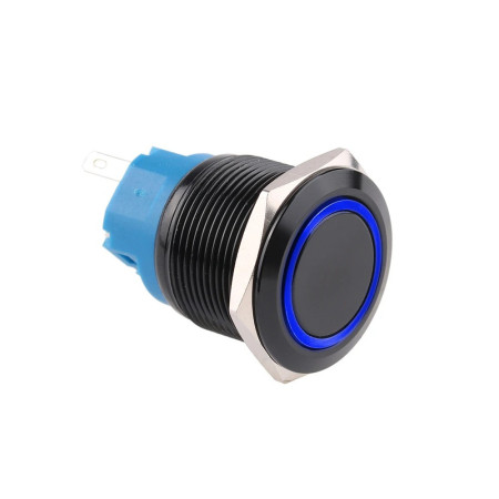Metal switch with detent, black, diameter 25mm, IP67, AMPUL.eu