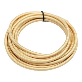 Retro rundt kabel, leder med tekstilbetræk 2x0,75mm, lys guld
