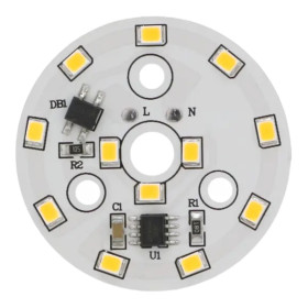 Módulo LED redondo 5W, ⌀44mm, 220-240V AC, blanco | AMPUL.eu
