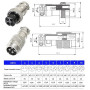 GX16 conector metalic, 2-10 pini, IP22, 125V AC