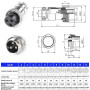 GX20 conector de panel metálico, acoplamiento impermeable