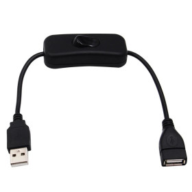Cable USB 2.0 con interruptor de encendido/apagado, 30 cm, negro, AMPUL.eu