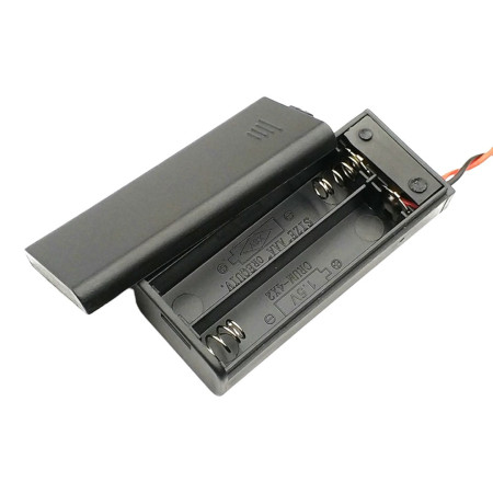 Caja de batería para 2 pilas AAA, 3V, cubierta e interruptor