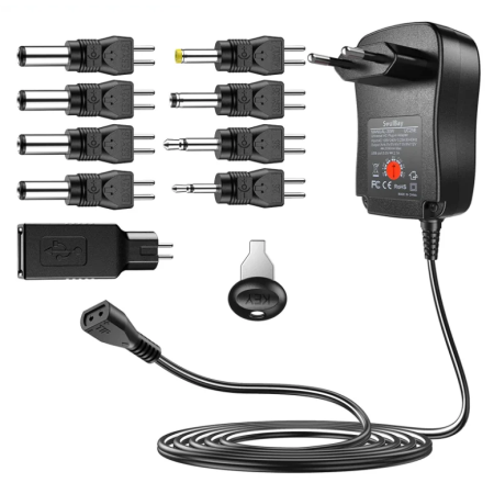 Justerbar universal strømforsyningsadapter 3-12V DC, 12W