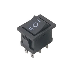 Rocker switch rectangular KCD1, ON-OFF-ON, black 250V/6A