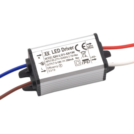 Netzteil für 1-5 Stück 1W LED, 3-18V, 350mA, IP67