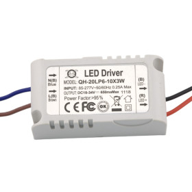Strømforsyning til 6-10 stk 3W LED, 18-34V, 650mA, IP40