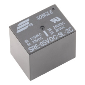Relay SRE-05VDC-SL-2C, 5V DC/240V AC, 28V DC 5A, AMPUL.eu