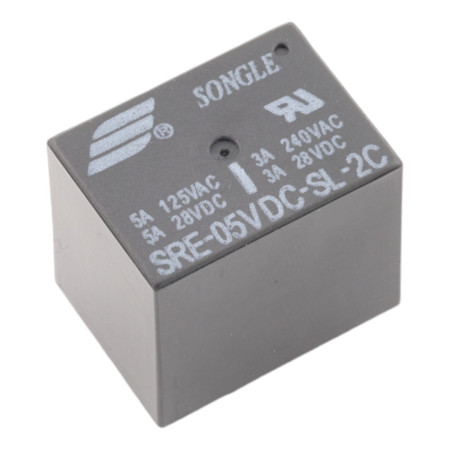 Relé SRE-05VDC-SL-2C, 5V CC, 5A, encapsulado, 8 pines