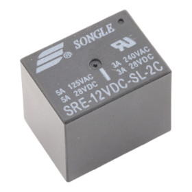 Rele SRE-12VDC-SL-2C, 12V DC/240V AC, 28V DC 5A, AMPUL.eu