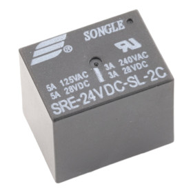 Relais SRE-24VDC-SL-2C, 24 V CC/240 V CA, 28 V CC 5 A, AMPUL.eu