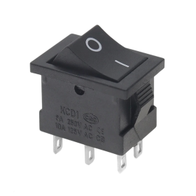 KCD1-203 fekete billenőkapcsoló, 250V/6A