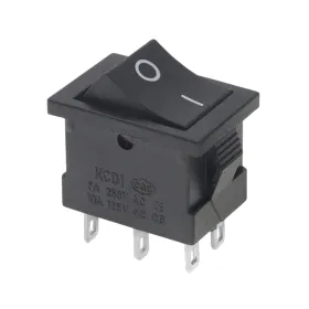 Vippströmbrytare rektangulär KCD1-203, svart 250V/6A, AMPUL.eu
